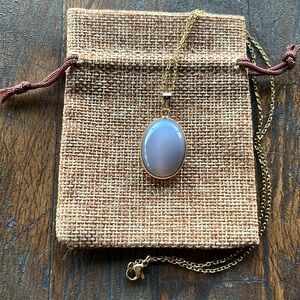 Grey Agate Oval Pendant Grey Agate Necklace Minimalist Crystal Necklace